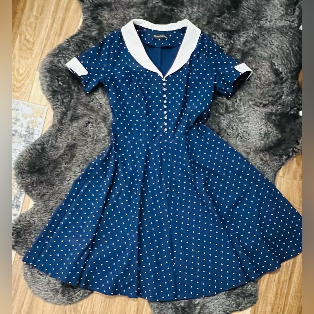 Gown Town Navy Blue Rockabilly Style Dress | XXL